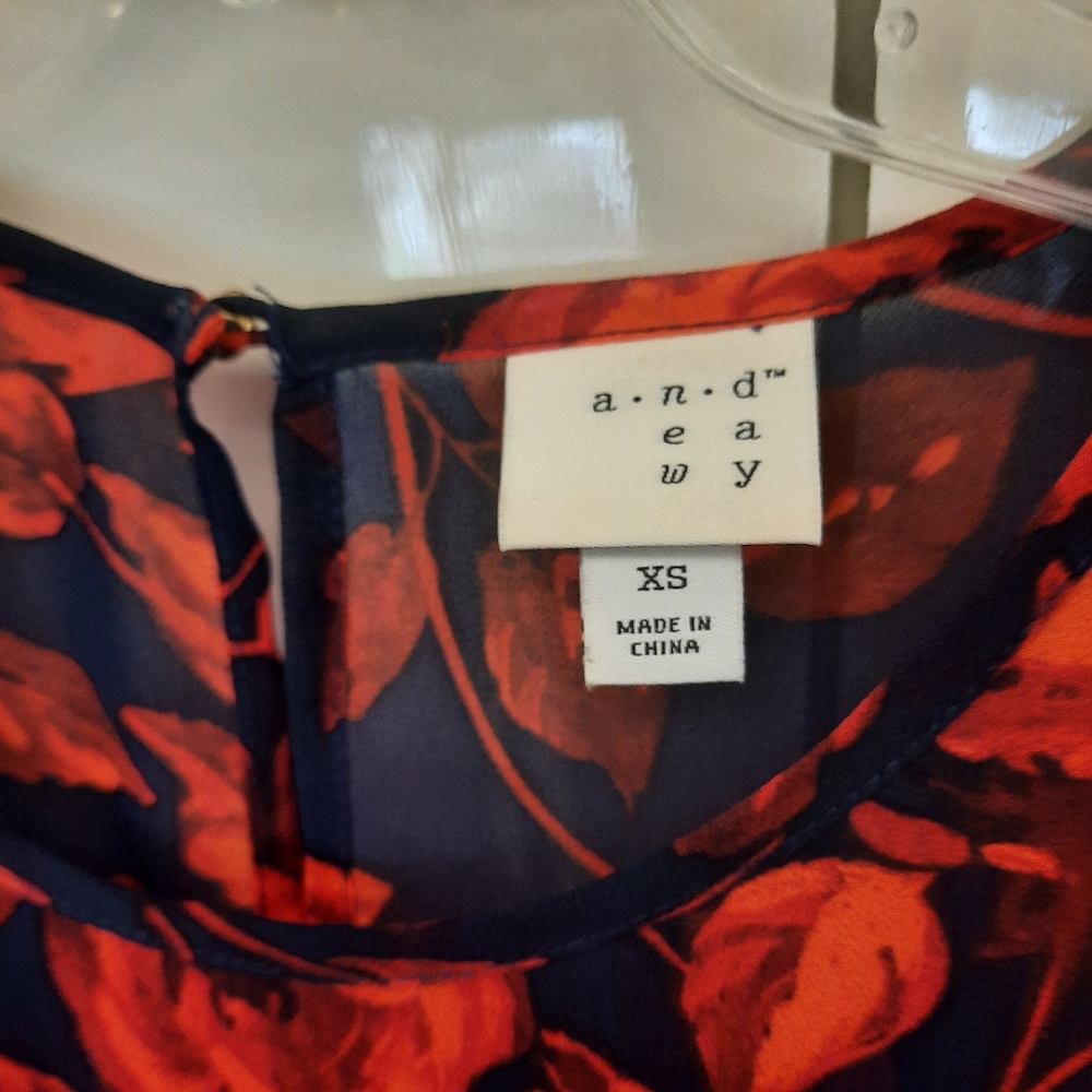 A New Day Women's Babydoll Floral Blouse XS Oversized - Picture 4 of 9